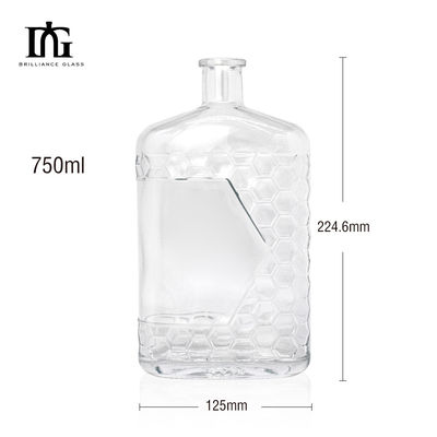 로고 사용자 정의 유리 목걸이 500ml 700ml 750ml 1000ml 뚜?? 이 있는 빈 위스키 병