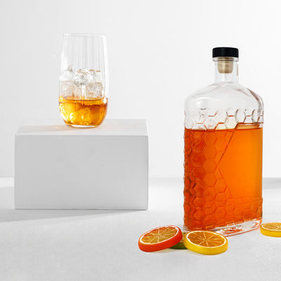 로고 사용자 정의 유리 목걸이 500ml 700ml 750ml 1000ml 뚜?? 이 있는 빈 위스키 병