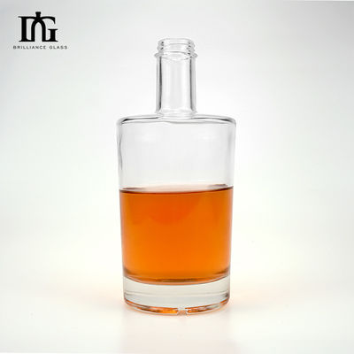 맞춤형 패키지 투명한 위스키 유리 750ml 1000ml 1L를 위한 둥근 유리 병 700ml