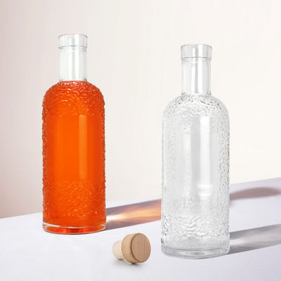 산성 에치 표면 처리 음료용 유리 병 용량 750ml 투명