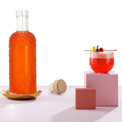 산성 에치 표면 처리 음료용 유리 병 용량 750ml 투명