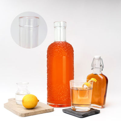 산성 에치 표면 처리 음료용 유리 병 용량 750ml 투명