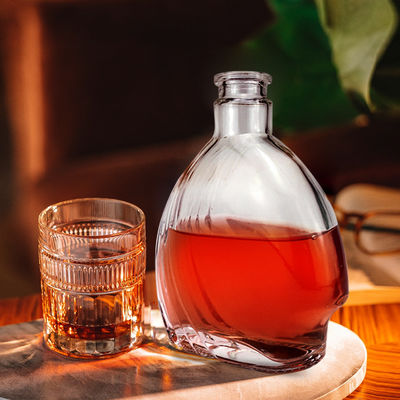 조각 표면 처리 500ml 모양 빈 유리 술 병 샴페인