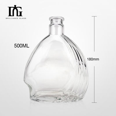 조각 표면 처리 500ml 모양 빈 유리 술 병 샴페인