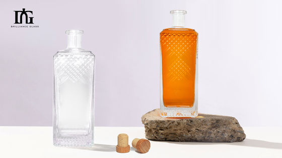 밀폐 유형 코크 700ml 375ml 500ml 위스키를 위한 유리 병 음주 광장 보드카