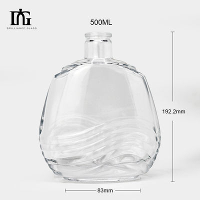 위스키와 브랜디를 위한 750ml 유리 투명한 원형 700ml 유리 마신 병 TJ008